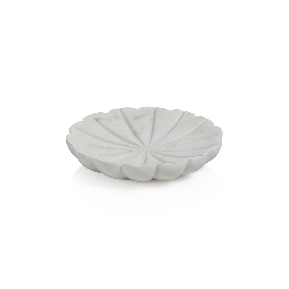 Zodax Marble White Kara 2-Piece Flower Marble Decorative Dish Set
