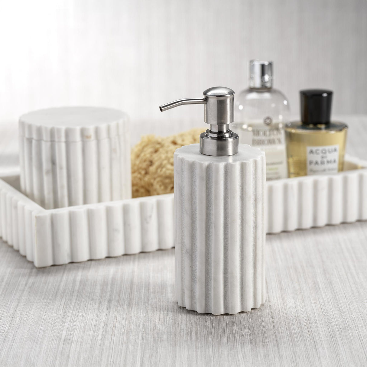 Zodax Calabria Fluted Marble Soap / Lotion Dispenser