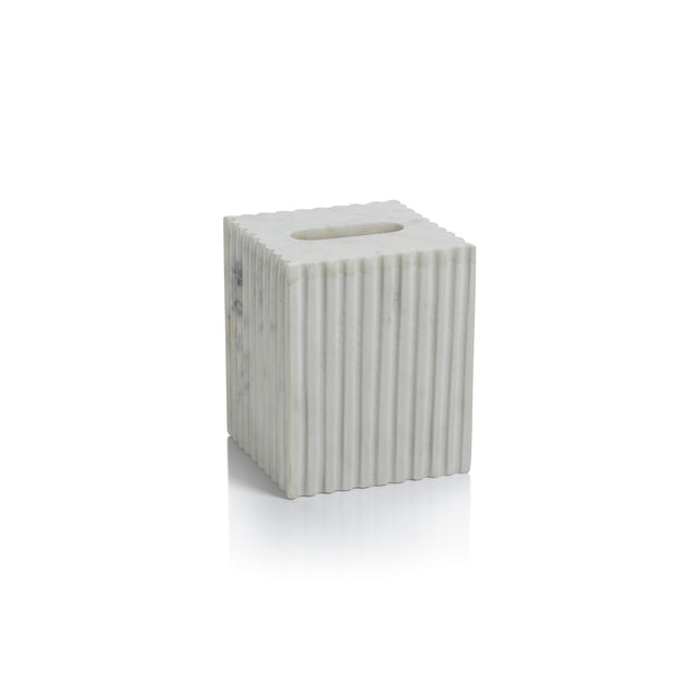 Zodax Calabria Fluted Marble Tissue Box Cover