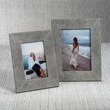 Zodax 4" x 6" Shoreline Gray Carpi Suede Lux Photo Frame