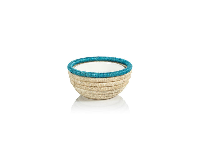 Zodax Turquoise Matera 6.25"Coiled Abaca Condiment Bowls, Set of 6