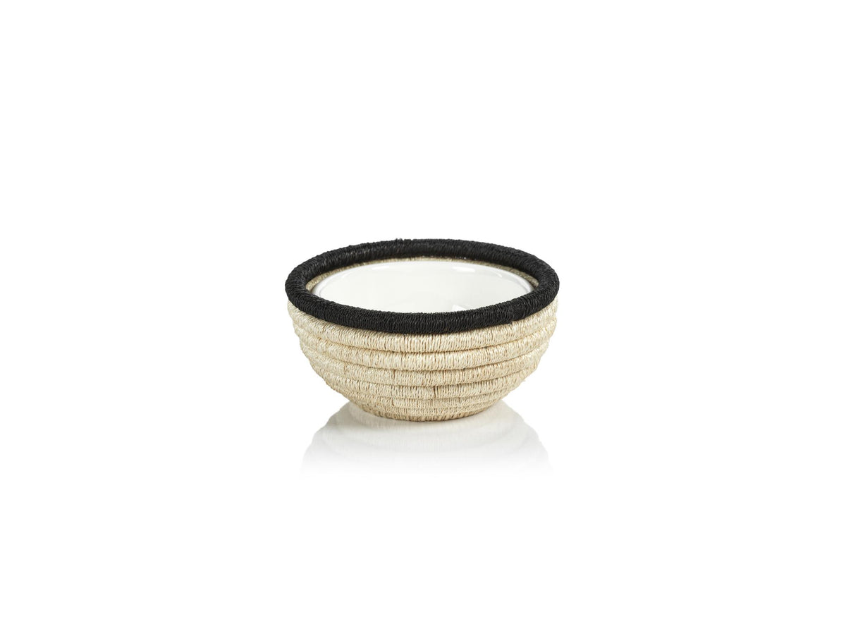 Zodax Black Matera 6.25"Coiled Abaca Condiment Bowls, Set of 6