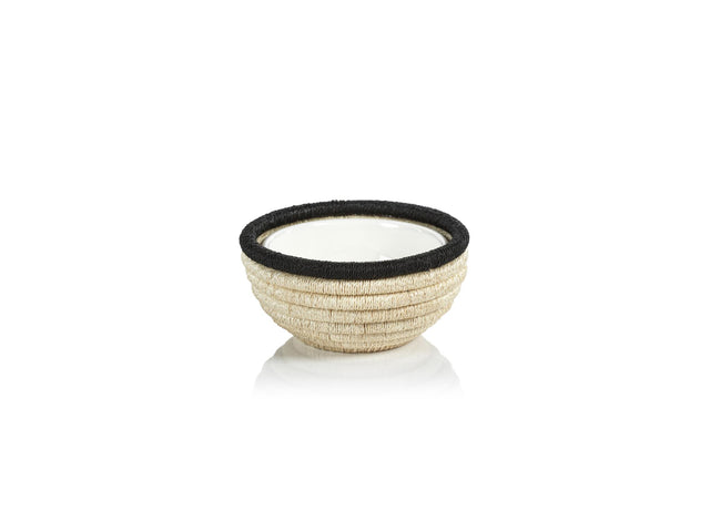 Zodax Black Matera 6.25"Coiled Abaca Condiment Bowls, Set of 6