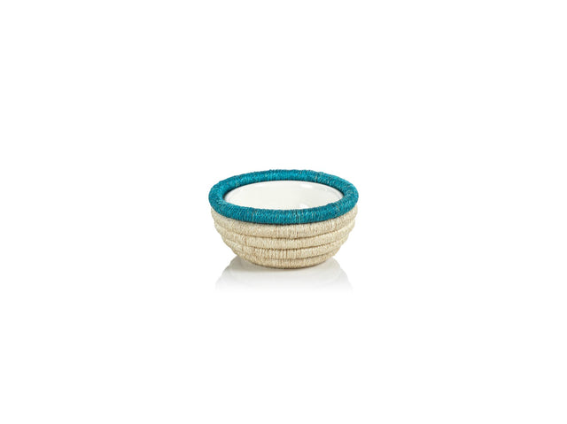 Zodax Turquoise Matera 5.25"Coiled Abaca Condiment Bowls, Set of 6