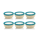 Zodax Turquoise Matera 5.25"Coiled Abaca Condiment Bowls, Set of 6