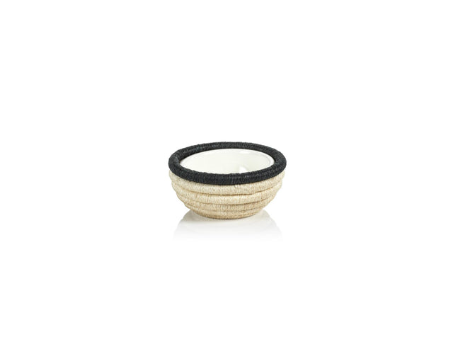 Zodax Black Matera 5.25"Coiled Abaca Condiment Bowls, Set of 6