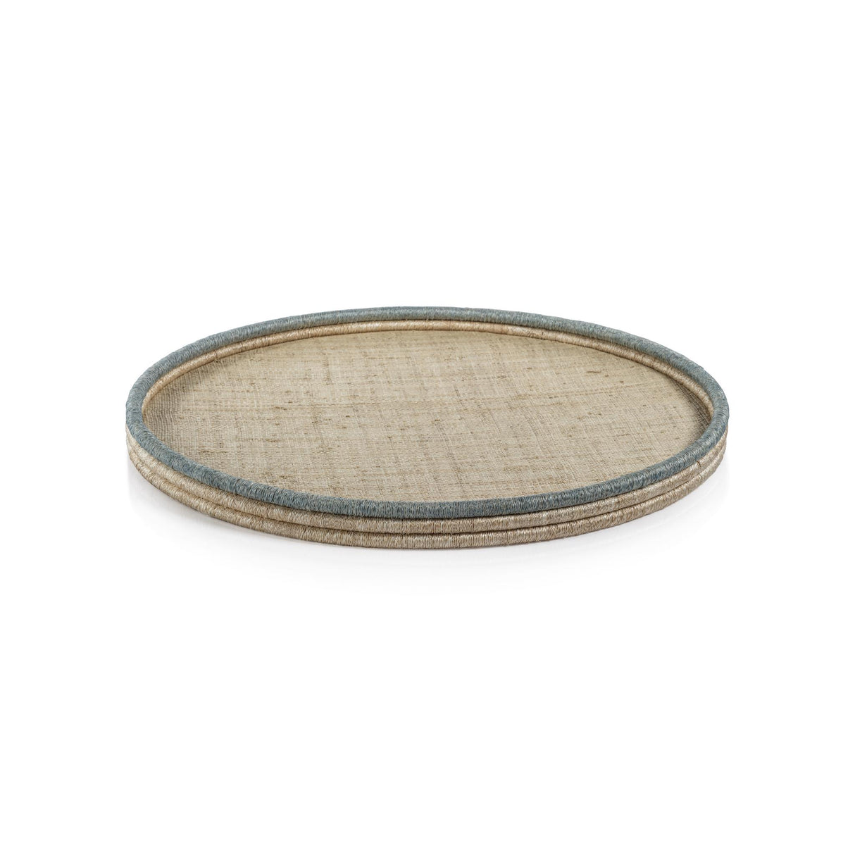 Zodax Medium Round Laloma Coiled Rattan & Abaca Serving Tray