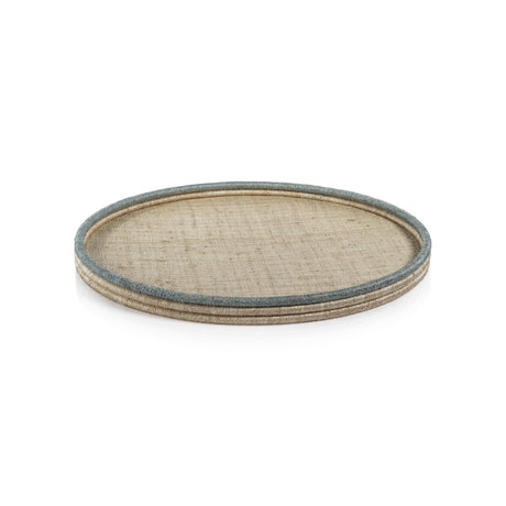 Zodax Medium Round Laloma Coiled Rattan & Abaca Serving Tray