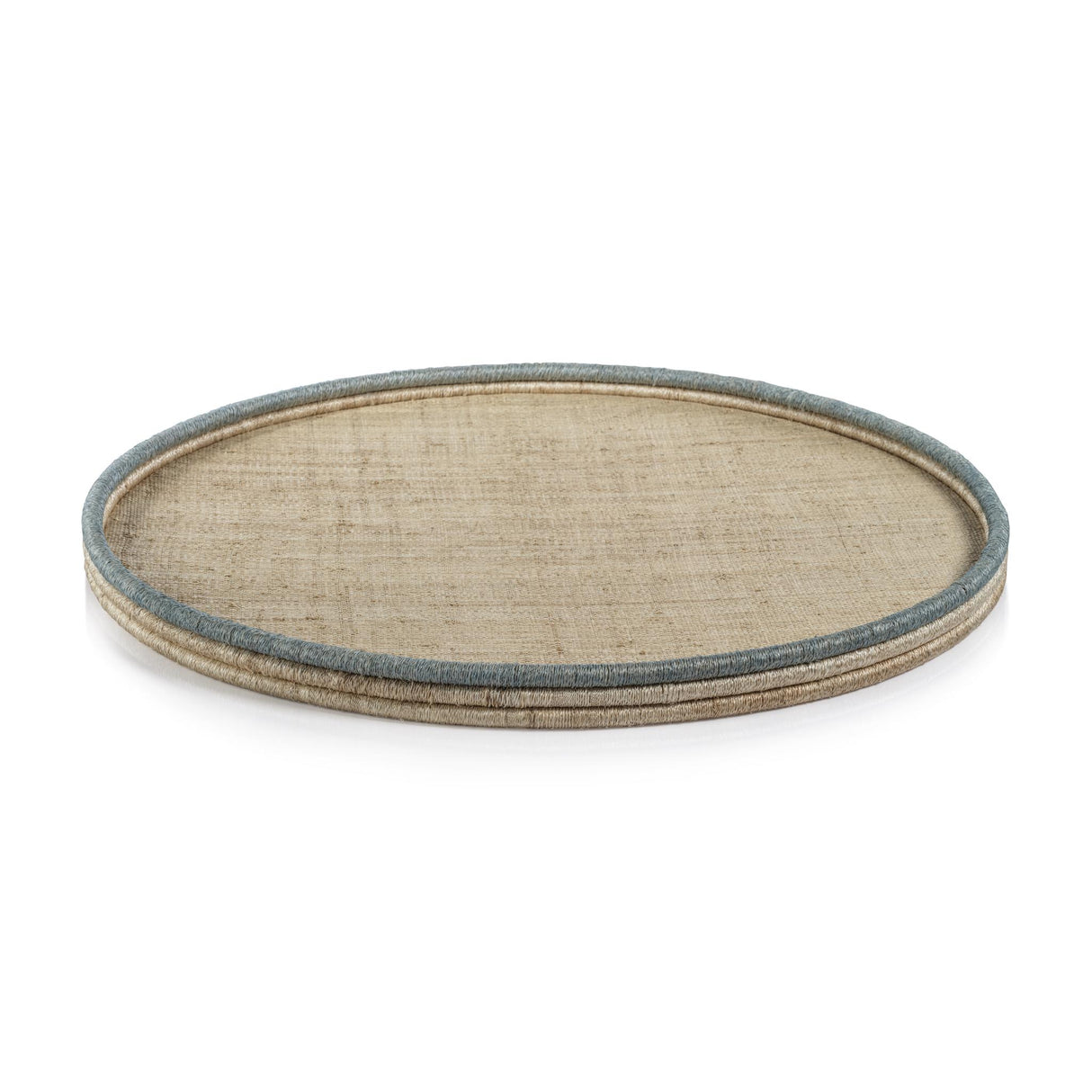 Zodax Large Round Laloma Coiled Rattan & Abaca Serving Tray