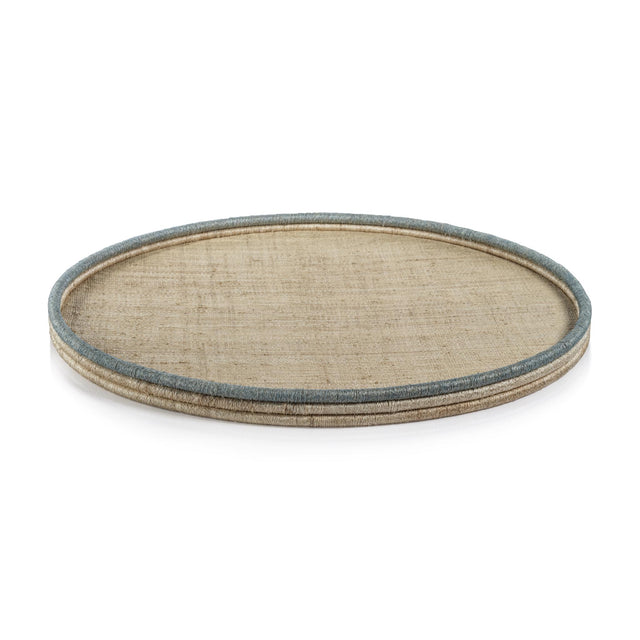 Zodax Large Round Laloma Coiled Rattan & Abaca Serving Tray