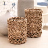 Zodax 8.25" x 12" Seagrass Open Weave Hurricane with Glass Insert