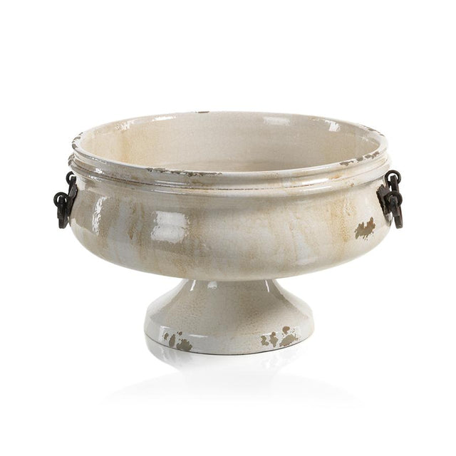 Zodax 16-Inch Wide Corsica Pedestal Bowl with Iron Handle