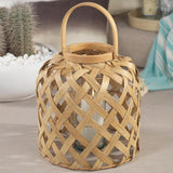Zodax Samar 13" Tall Flatcore Rattan Decorative Lantern