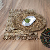 Zodax 13.5" x .50" Round Balmy 6-Piece Set Pandan Fringed Placemats