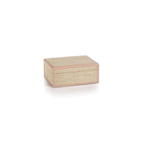 Zodax Small Pink Leather Trim Reggio Natural Fiber Raffia Decorative Box