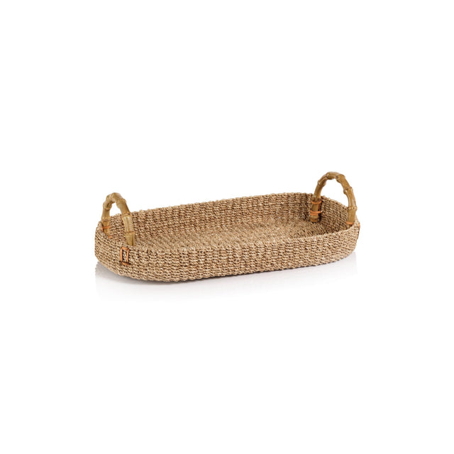 Zodax Medium Timor Multipurpose Abaca Tray with Bamboo Handles