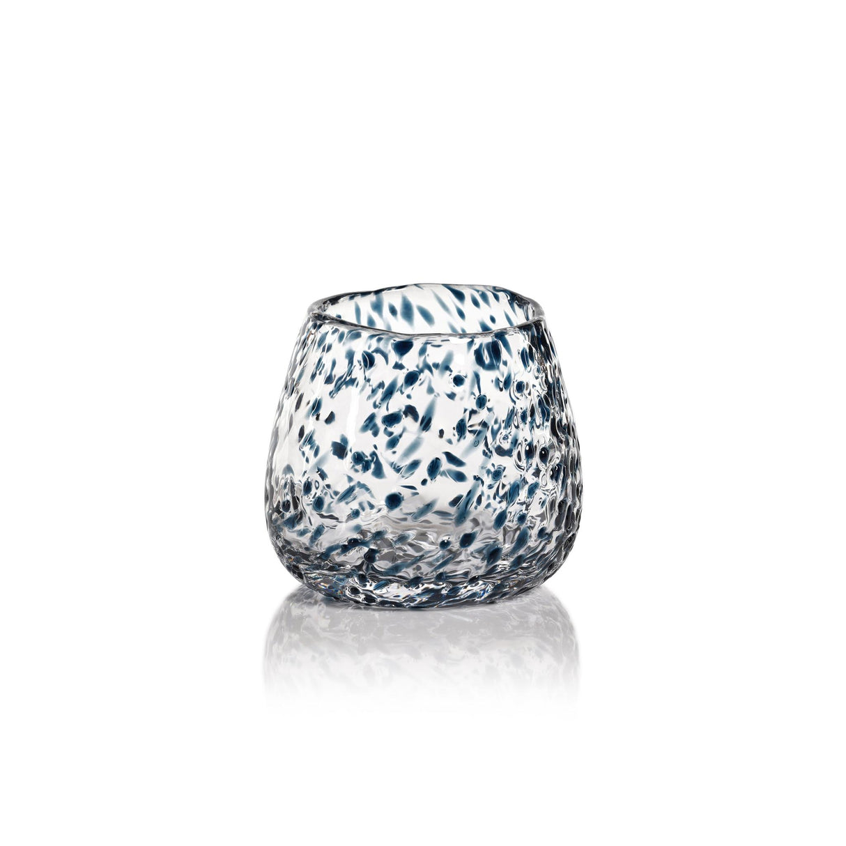 Zodax Blue Elodie Glass Vase/Candle Holder w/ Glass Chips