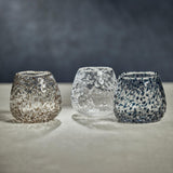 Zodax Blue Elodie Glass Vase/Candle Holder w/ Glass Chips