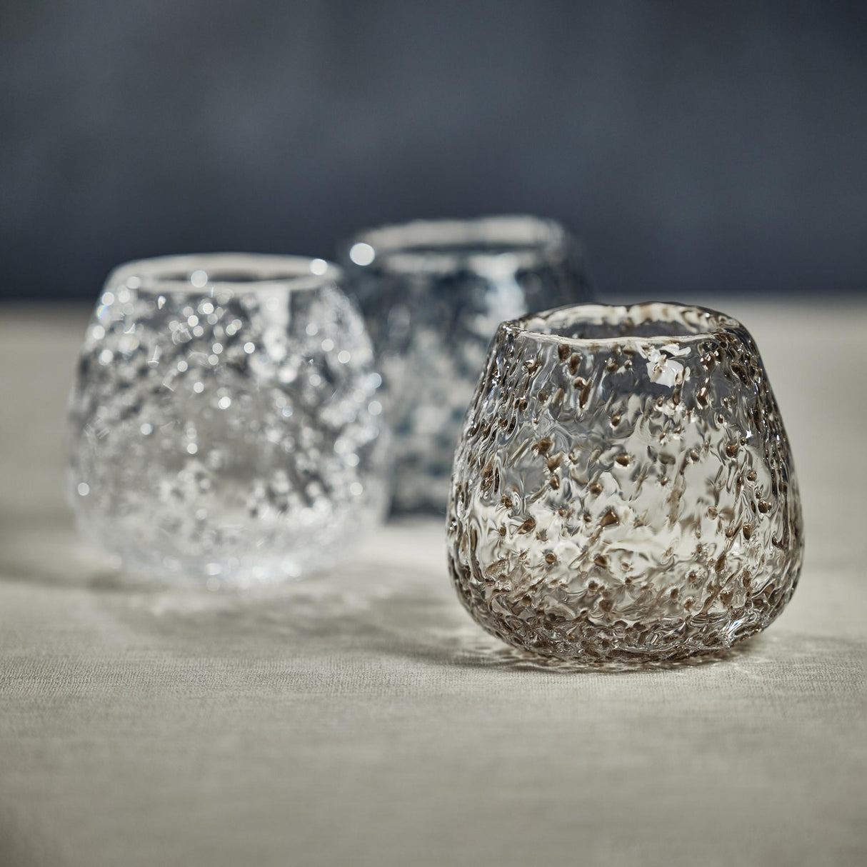 Zodax Blue Elodie Glass Vase/Candle Holder w/ Glass Chips