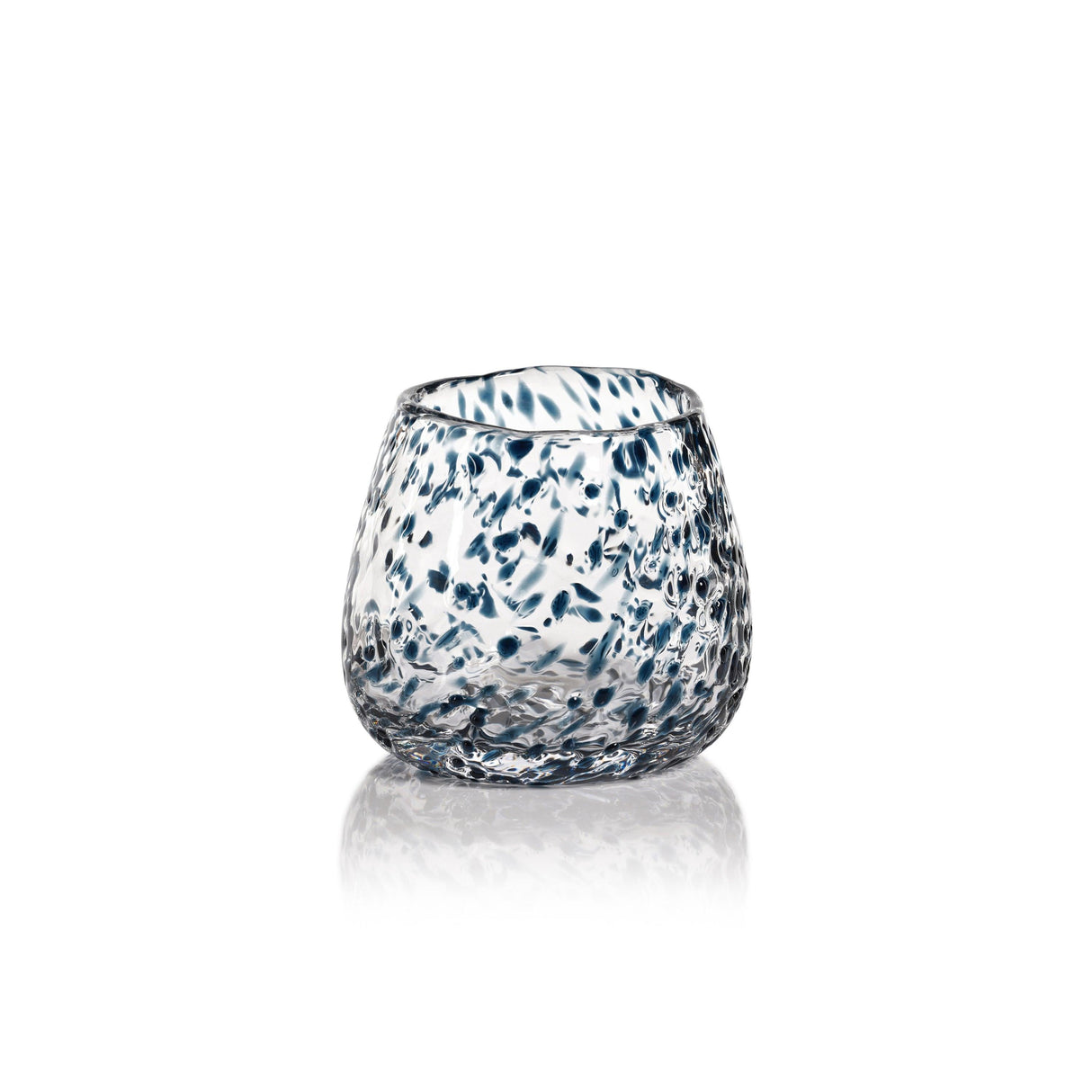 Zodax Blue Elodie Glass Vase/Candle Holder w/ Glass Chips