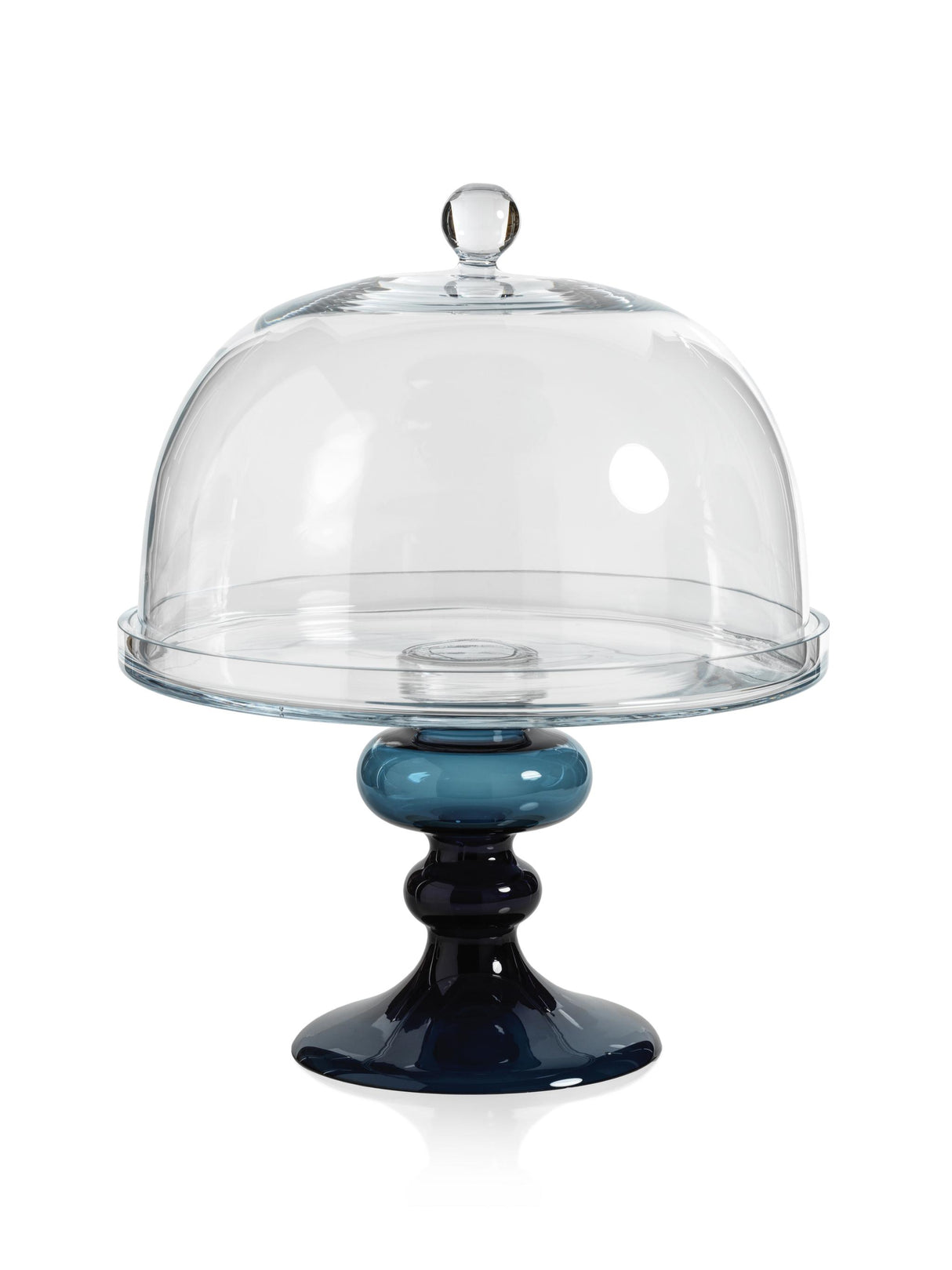 Zodax Blue Vellerti Glass Cake Stand