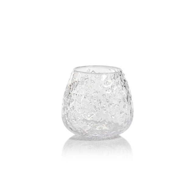 Zodax Clear Elodie Glass Vase/Candle Holder w/ Glass Chips