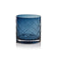 Zodax Navy Mariel 6" Tall Hand Cut Glass Vase / Candle Holder