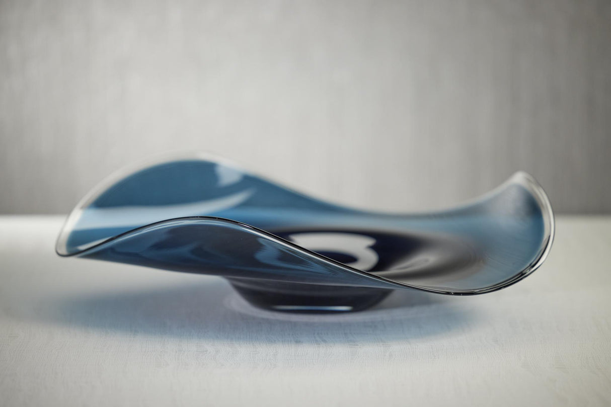 Zodax Large Vellerti Blue Wave Glass Bowl