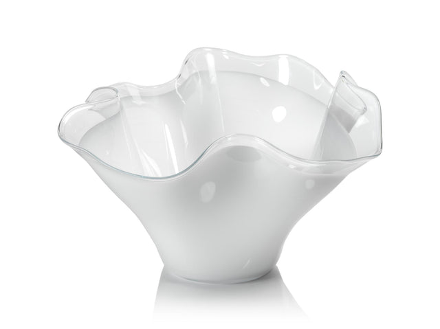 Zodax White Vellerti 9.25 Tall Wave Glass Bowl