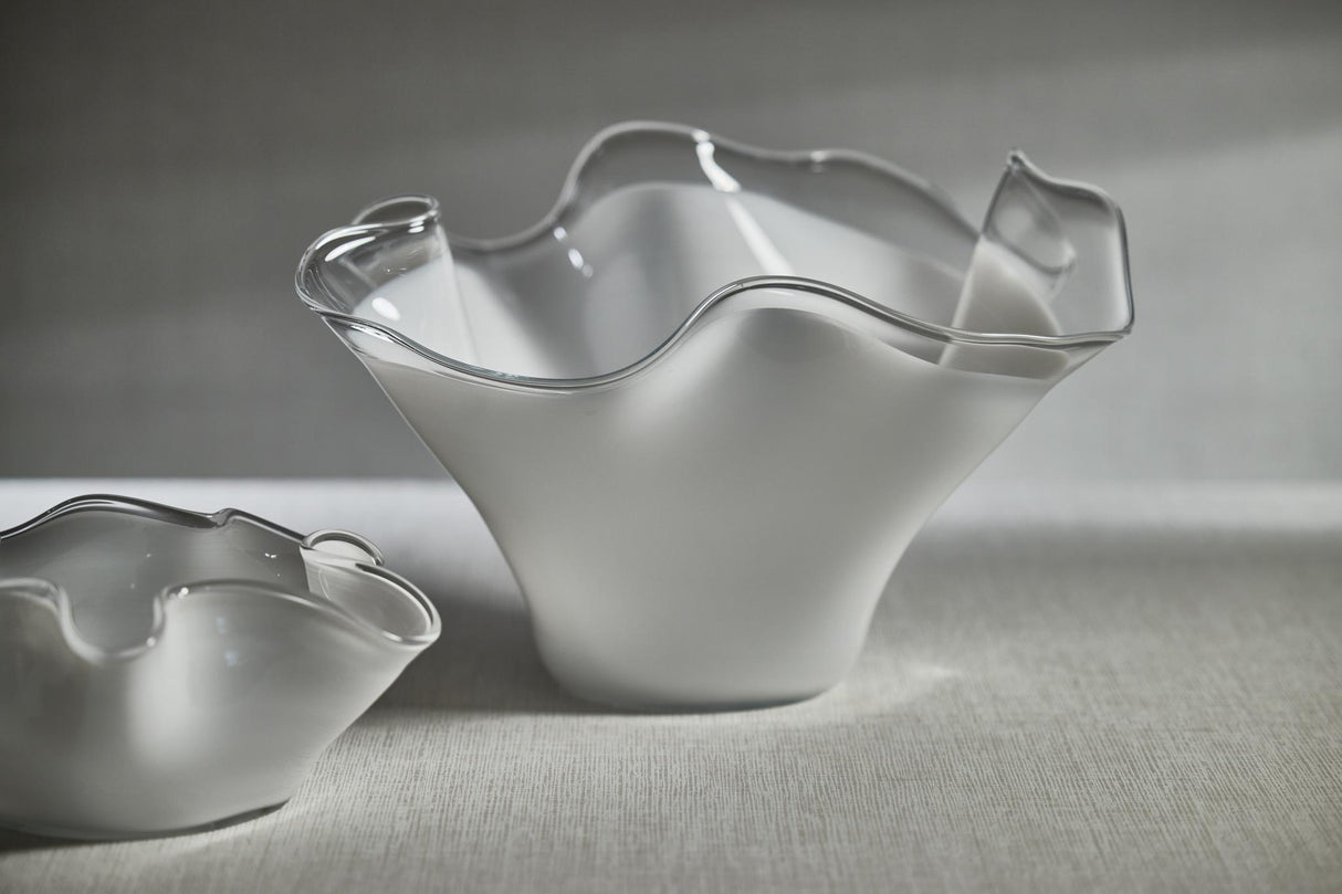 Zodax White Vellerti 9.25 Tall Wave Glass Bowl