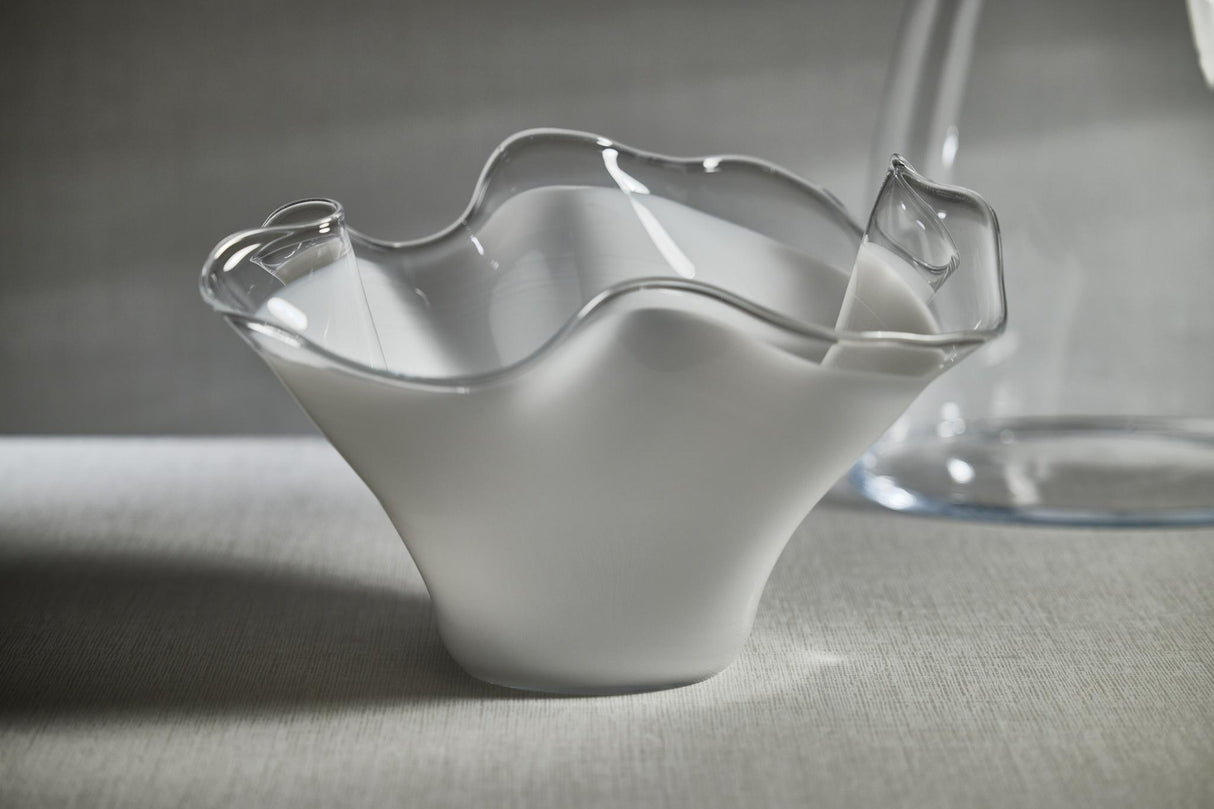Zodax White Vellerti 9.25 Tall Wave Glass Bowl