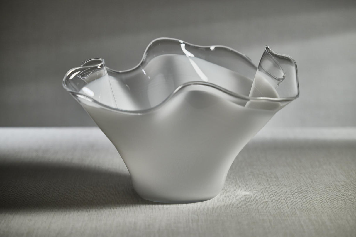 Zodax White Vellerti 9.25 Tall Wave Glass Bowl