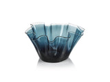 Zodax Blue Vellerti 6"Tall Wave Glass Bowl