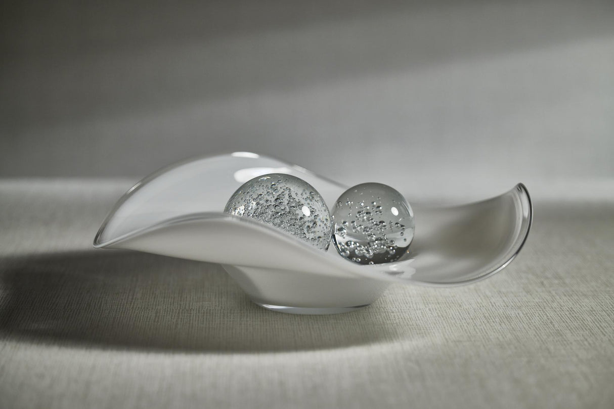 Zodax Shoal Scissor Cut Opal White Wave Glass Bowl