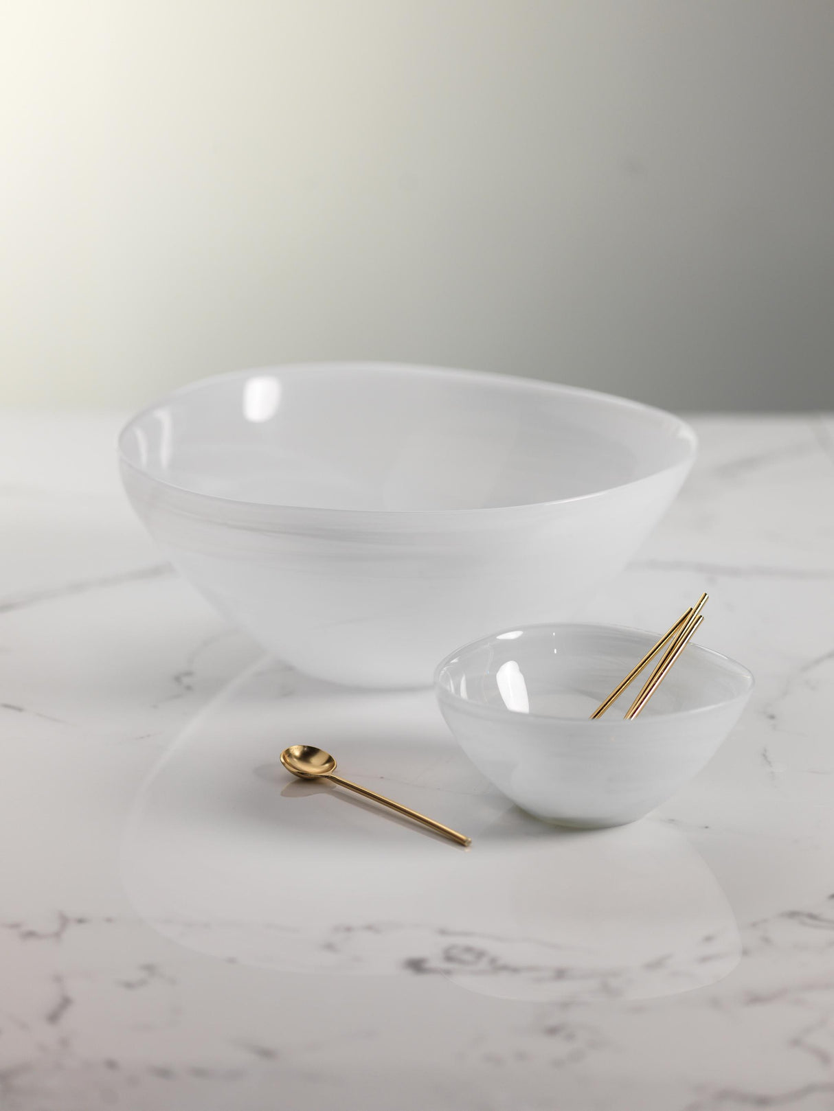 Zodax Monte Carlo Small White Alabaster Glass Bowls, Set of 6