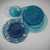 Zodax Exuma 11"  Azur Blue Glass Plates, Set of 6