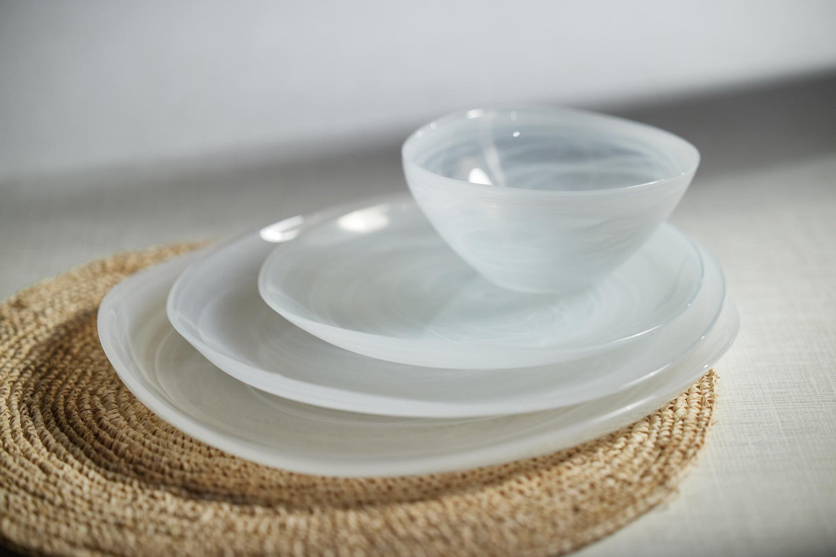 Zodax 6.75" Reneta Alabaster Glass Plates, Set of 6