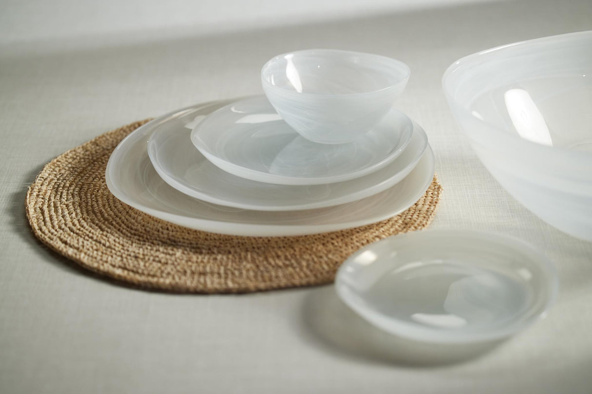 Zodax 6.75" Reneta Alabaster Glass Plates, Set of 6