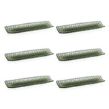 Zodax Green Nova 12.25" Braided Rectangular Glass Plates, Set of 6