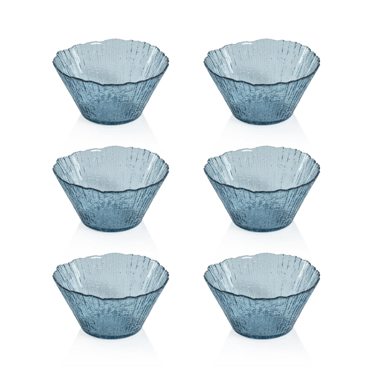 Zodax Axel Icy Sapphire Tapered Glass Serving Bowls, Set of 6