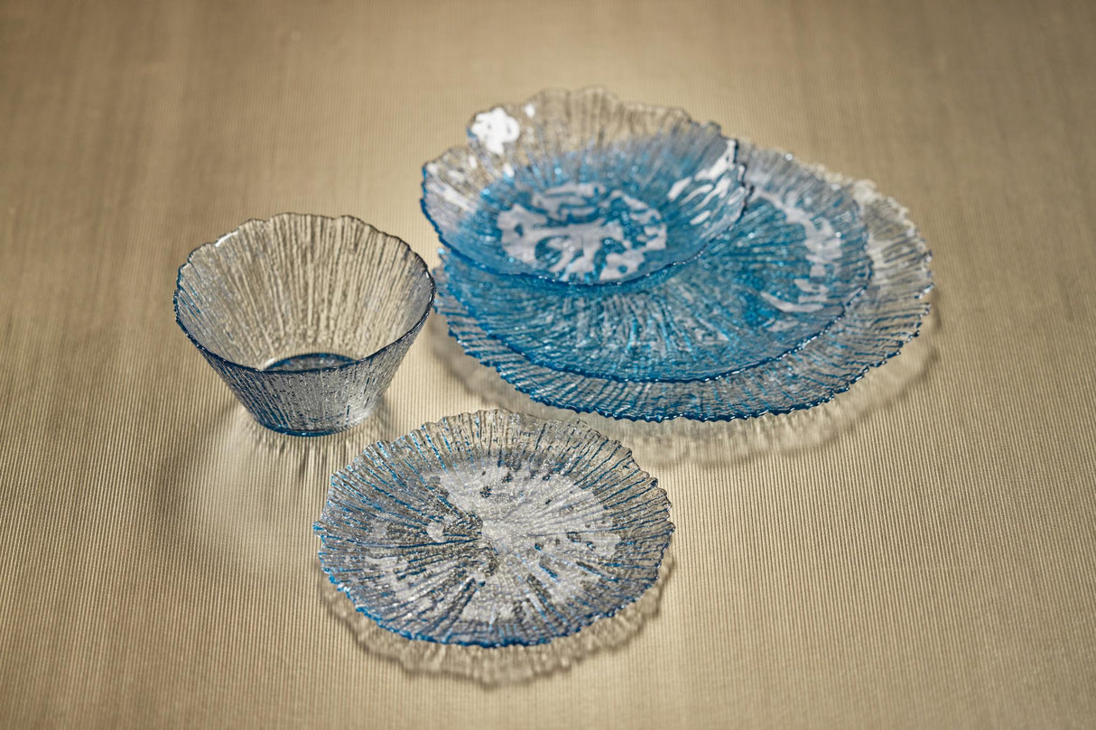 Zodax Axel Icy Sapphire Freeform Glass Serving Bowls, Set of 6