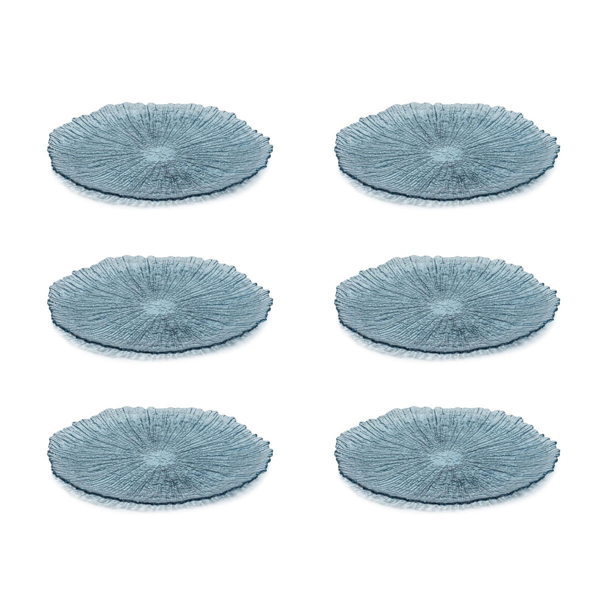 Zodax 11" Axel Icy Sapphire Glass Plates, Set of 6