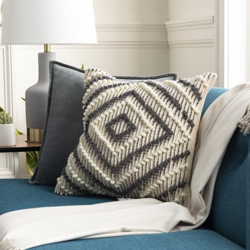 Surya Faroe FAO-006 Black Cream 18"H x 18"W Pillow Cover