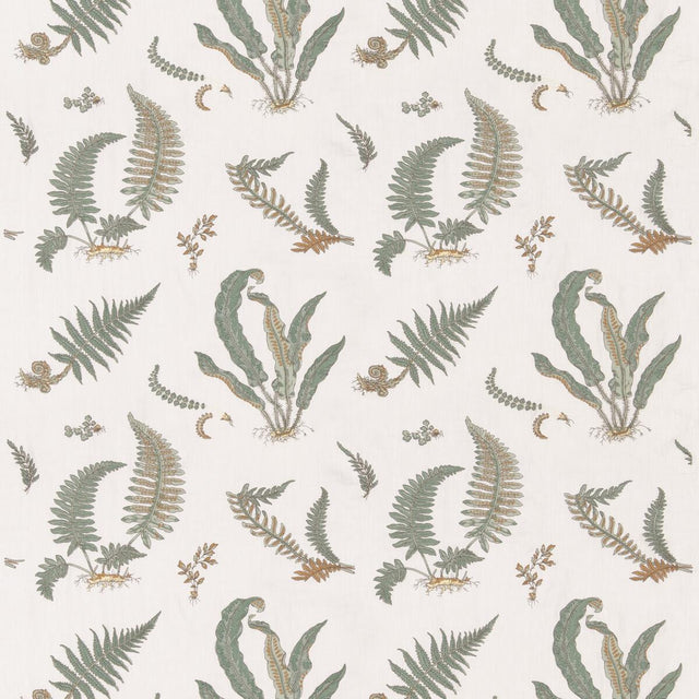 G P & J Baker FERNS EMBROIDERY VERDIGRIS Fabric