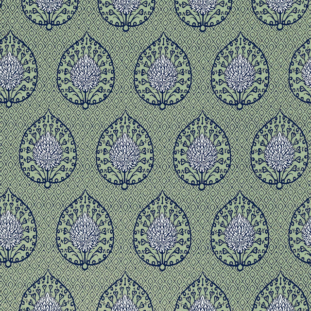 Gaston Y Daniela PALMETA FONDO VERDE Upholstery Fabric