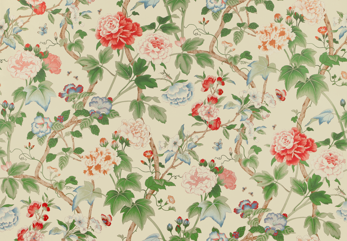 Lee Jofa GARDENIA PAPER RED/GREEN Wallpaper