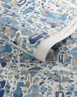 Brunschwig & Fils SHALIMAR BLUE/SAND Wallpaper