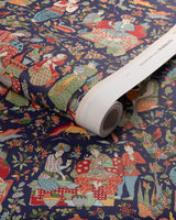 Brunschwig & Fils SHALIMAR NAVY/RED Wallpaper