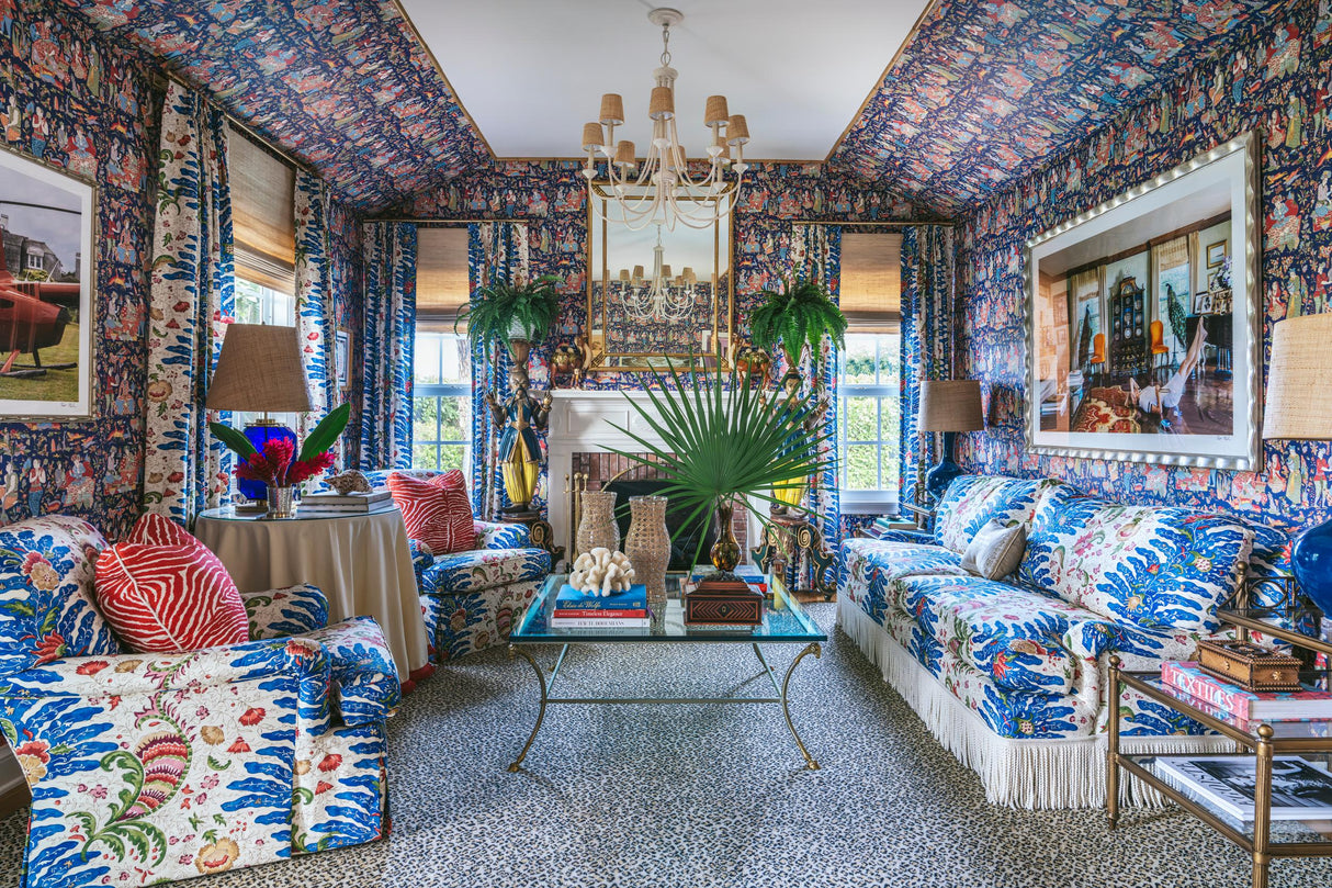 Brunschwig & Fils SHALIMAR NAVY/RED Wallpaper