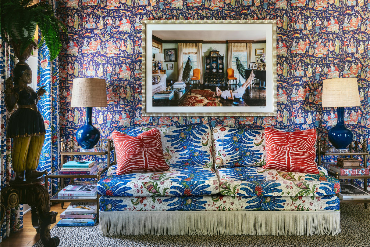Brunschwig & Fils SHALIMAR NAVY/RED Wallpaper